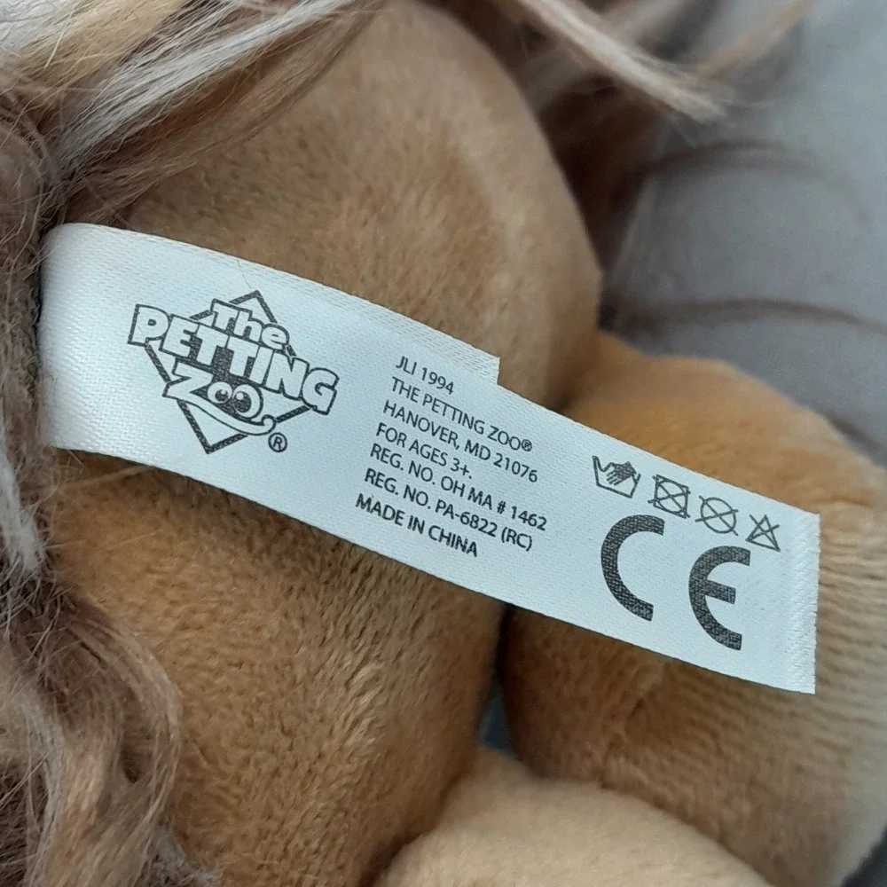 The Petting Zoo Hedgehog Plush Red Bow Heart Recycled Materials Tan Brown 9